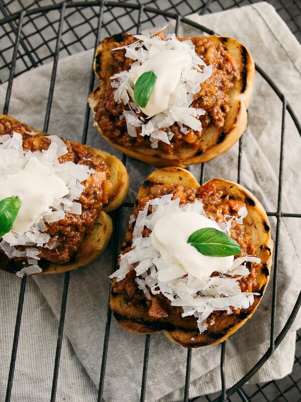 Leftover Bolognese Sliders - overhead shot