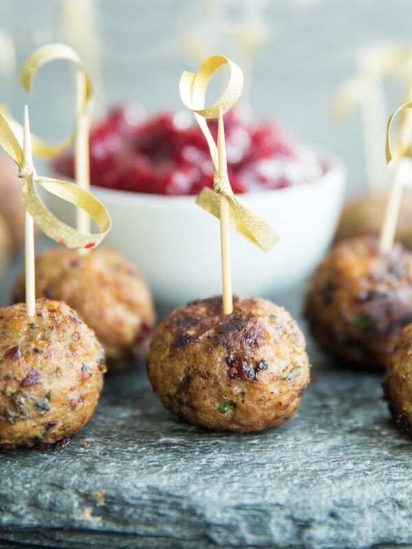 Cranberry Turkey Meatballs with cocktail sticks