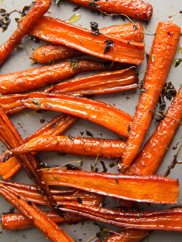 Honey Balsamic Roasted Carrots with Thyme fresh out the oven