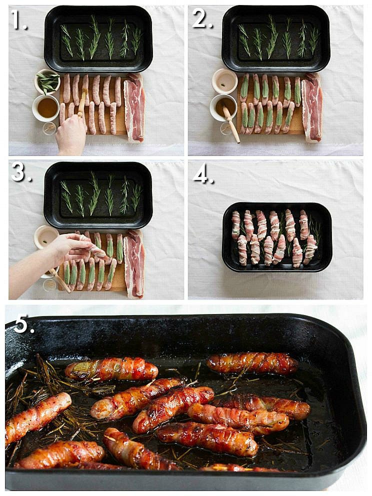 How to make honey glazed pigs in blankets - 6 step by step photos