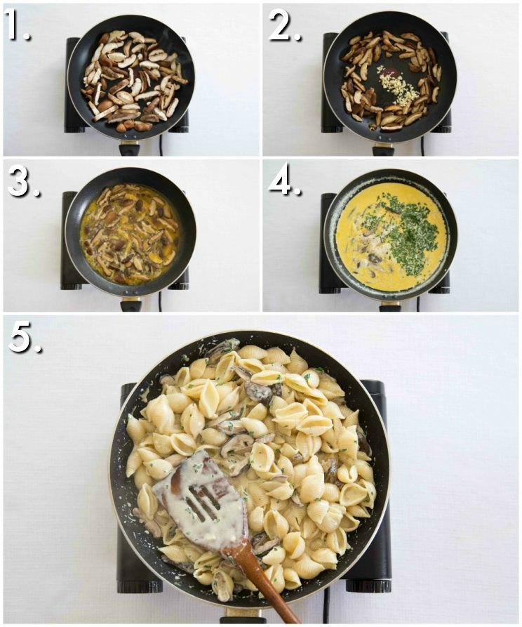 How to make Creamy Mushroom Pasta - 5 step by step photos