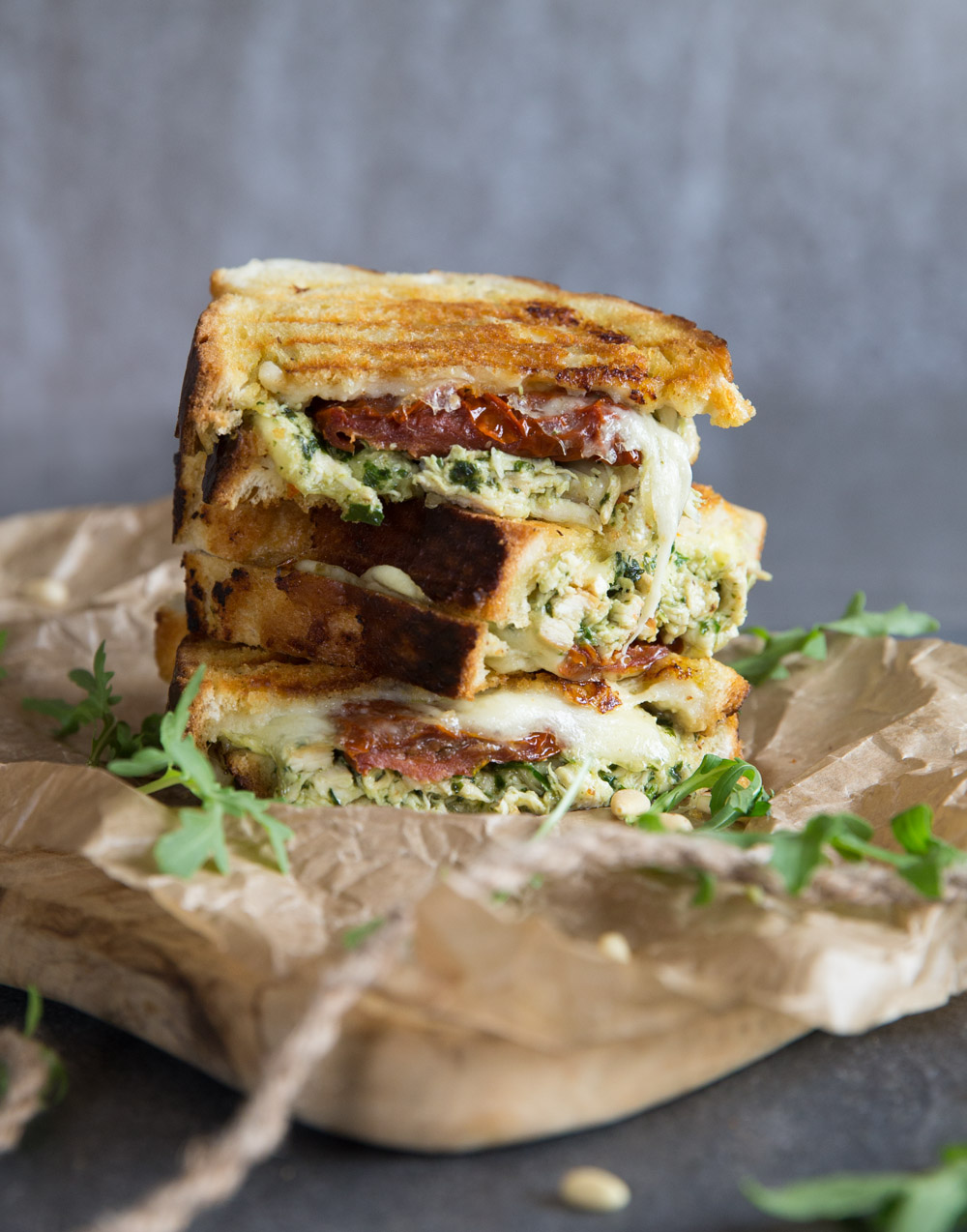 MEGA Chicken Pesto Grilled Cheese Sandwich | Don't Go Bacon My Heart