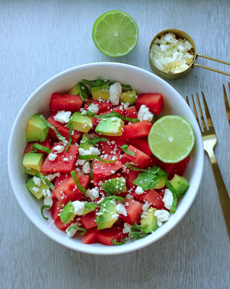 Watermelon Salad Recipes - Watermelon and Feta Salad with Avocado