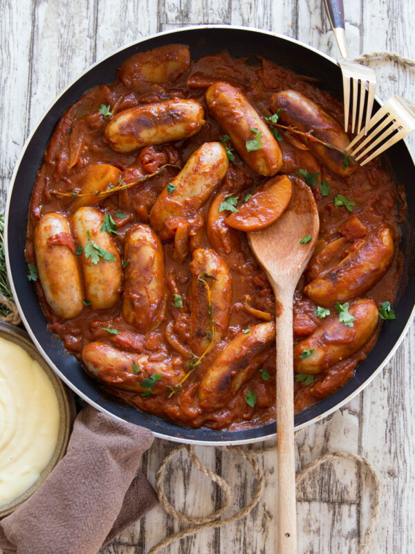 One pan Devilled Sausages