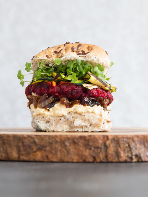 Beetroot Burgers in a bun with fillings