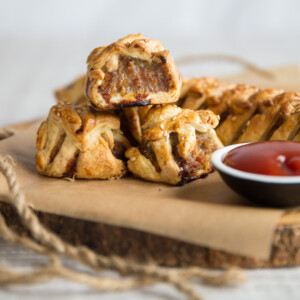 Homemade Sausage Rolls with ketchup