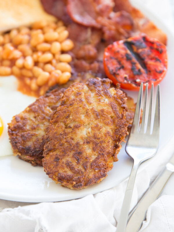 Perfect Homemade Hash brown Patties with full English breakfast