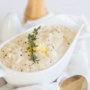 Homemade Bread Sauce in a jug