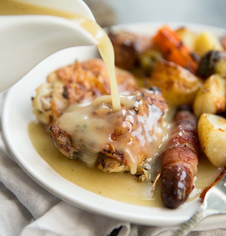 One pan roast dinner with homemade gravy