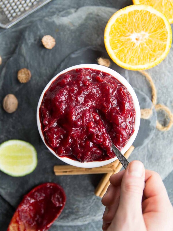 Homemade Spiced Cranberry Sauce with orange and lime