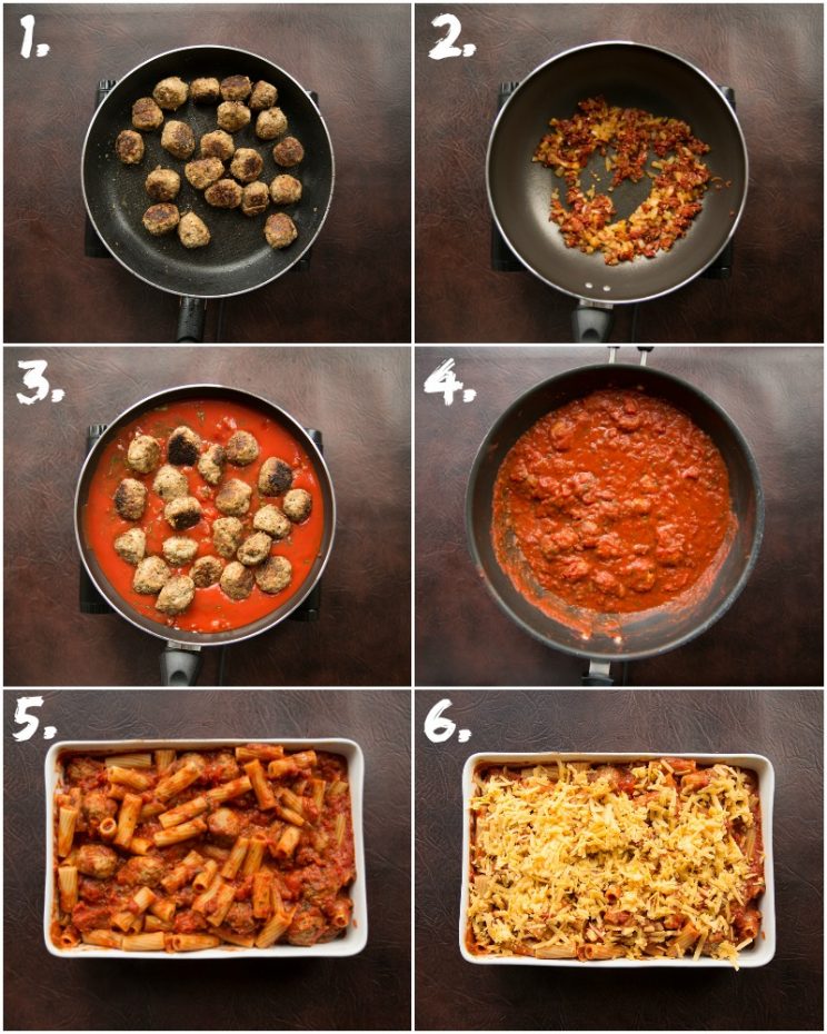 How to make Meatball Pasta Bake - 6 step by step photos