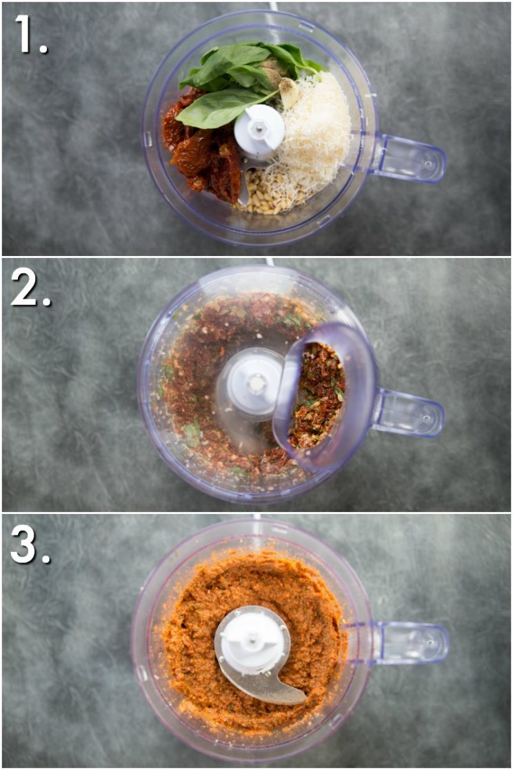 How to make Sun Dried Tomato Pesto - 3 step by step photos in food processor