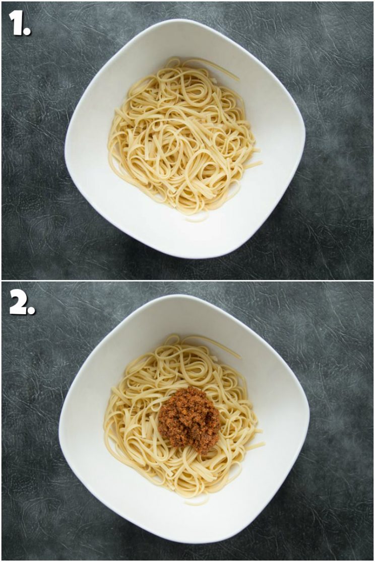 How to make Sun dried Tomato Pesto Pasta - 2 step by step photos