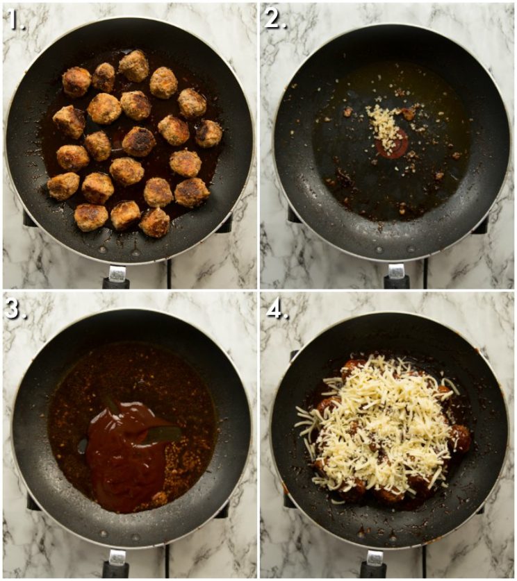 How to pan fry bbq meatballs - 4 step by step photos