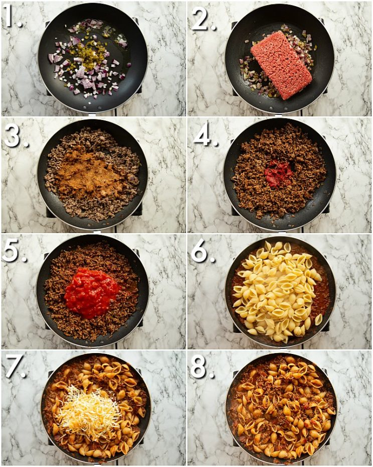 How to make cheesy taco pasta - 8 step by step photos