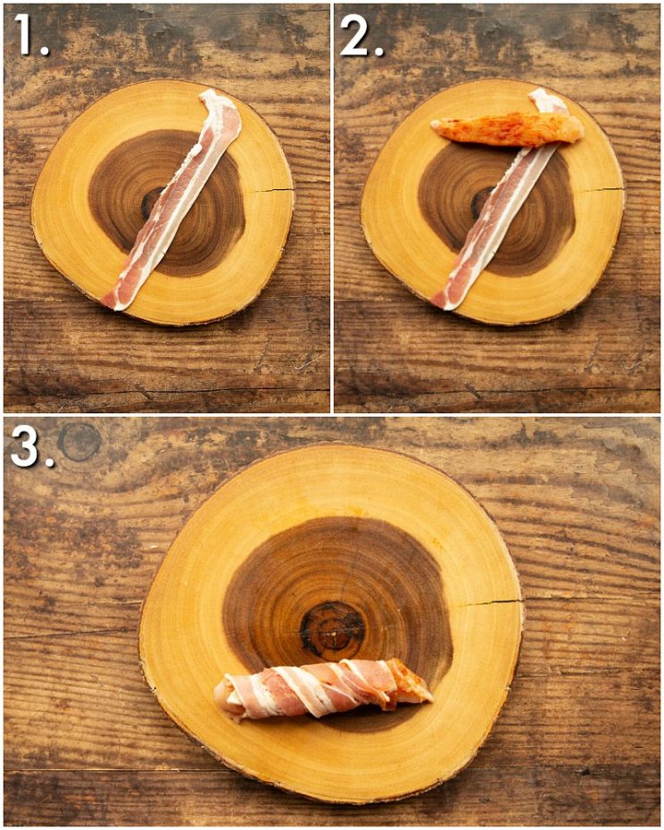 How to make bacon wrapped chicken tenders - 3 step by step photos