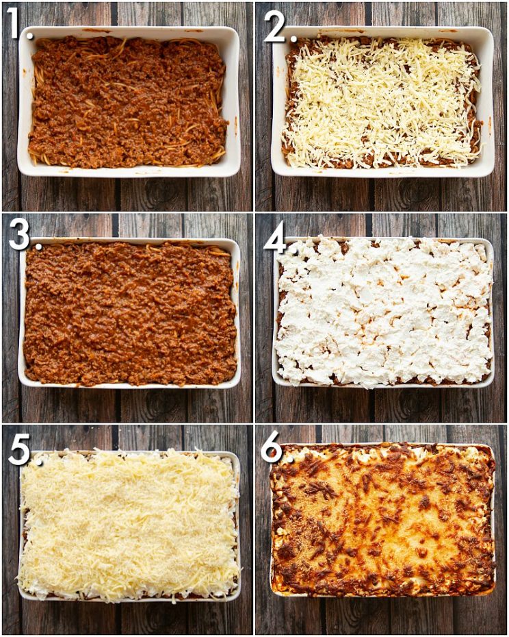 How to make baked spaghetti - process shots