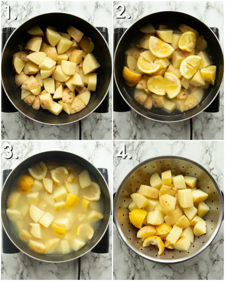 4 step by step photos of How to make lemon potatoes