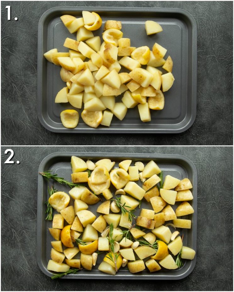 2 step by step photos of How to roast lemon potatoes