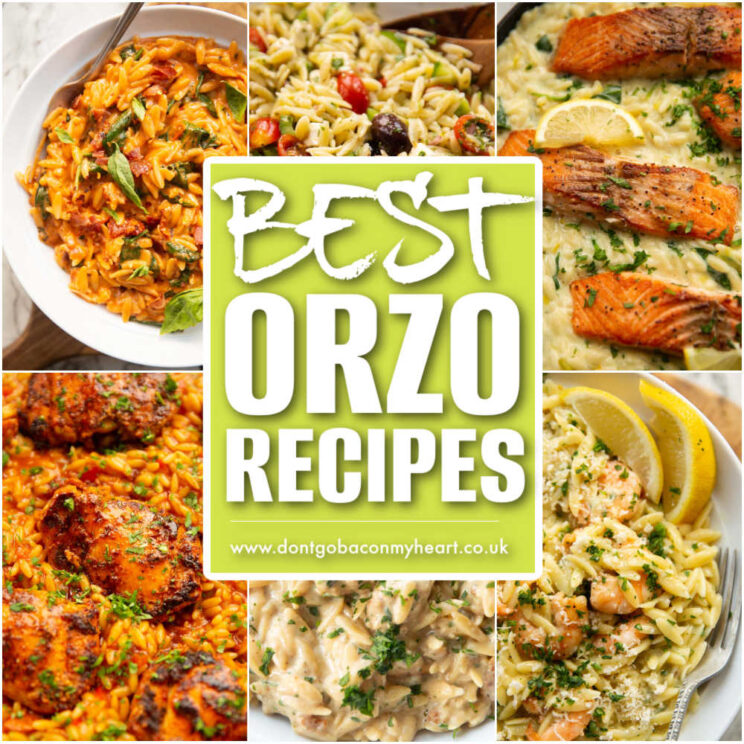 collage of best orzo recipes with text overlay