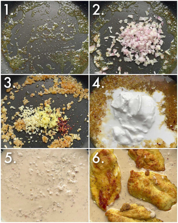 6 step by step photos showing how to make coconut lime chicken