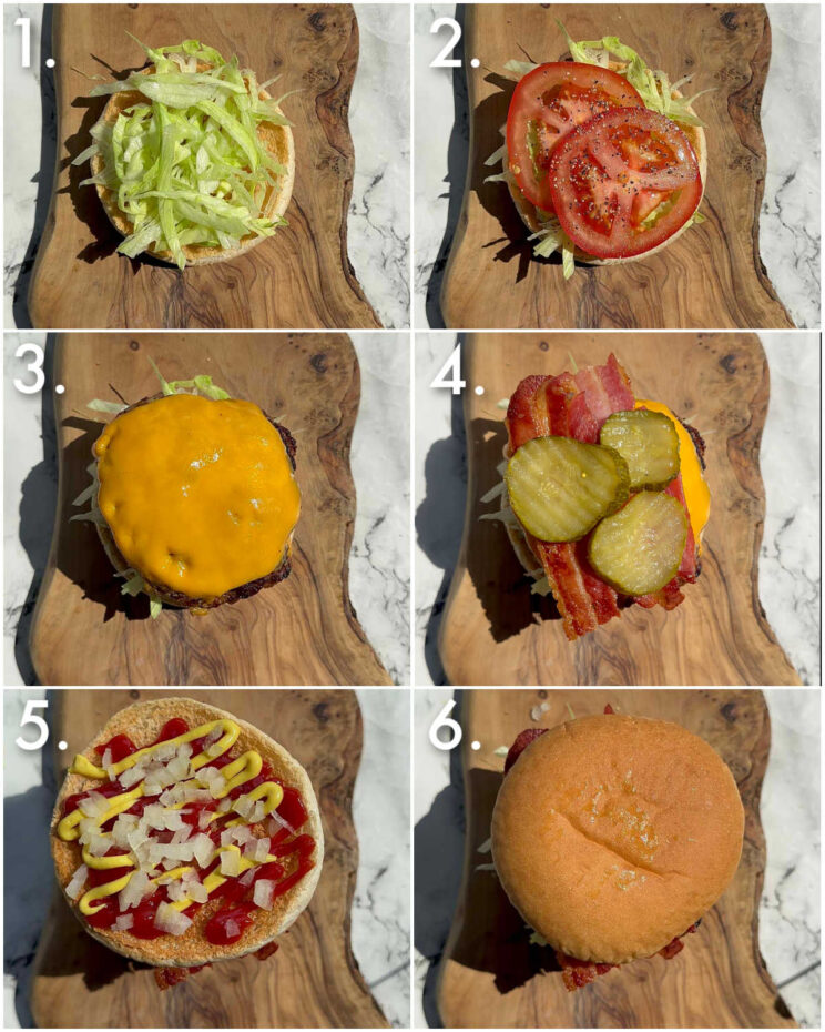 6 step by step photos showing how to make sausage burgers