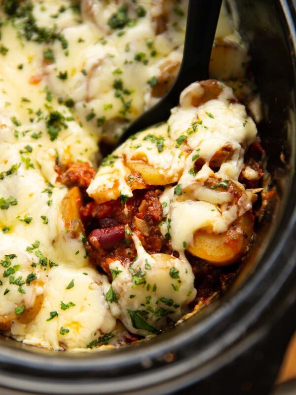 close up shot of cajun beef hotpot in slow cooker